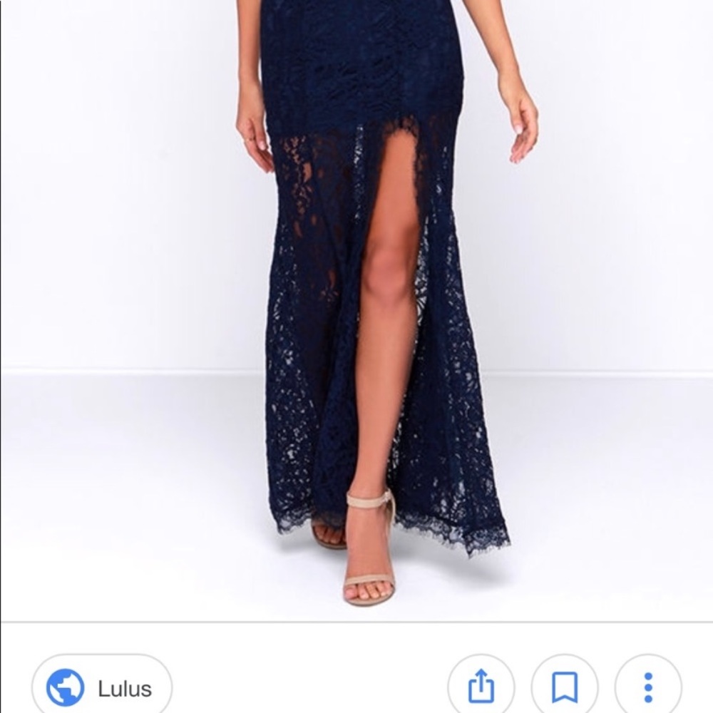 Navy blue lace maxi dress